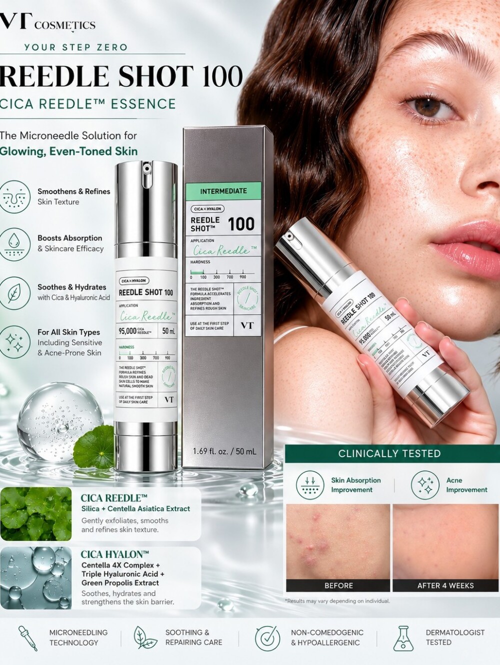 VT Cosmetics Reedle Shot 100 Cica Reedle Essence - Picture 9 of 9